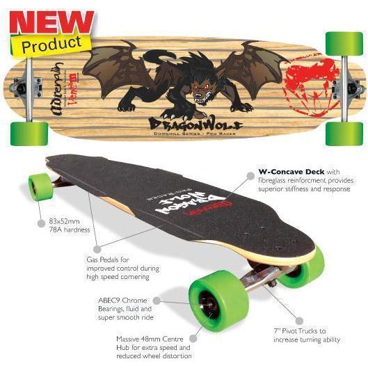 Adenalin Skate 440162 ~ DRAGONWOLF 36" D-H SKATEBOARD New zealand nz vaughan